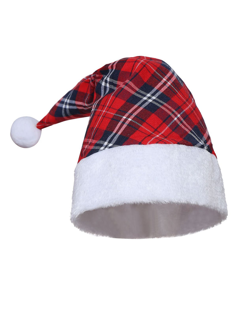 Red 1960s Plaid Strapless Patchwork Dress Set