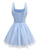 Light Blue 1950s Slip Gingham Lace Dress