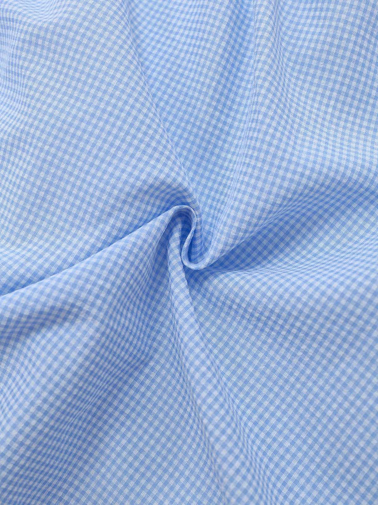 Light Blue 1950s Slip Gingham Lace Dress