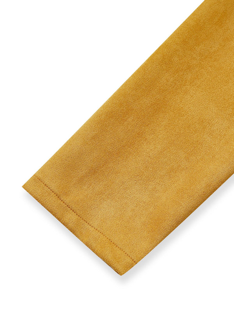 1930s Suede Button-Front Belted Shirt Dress