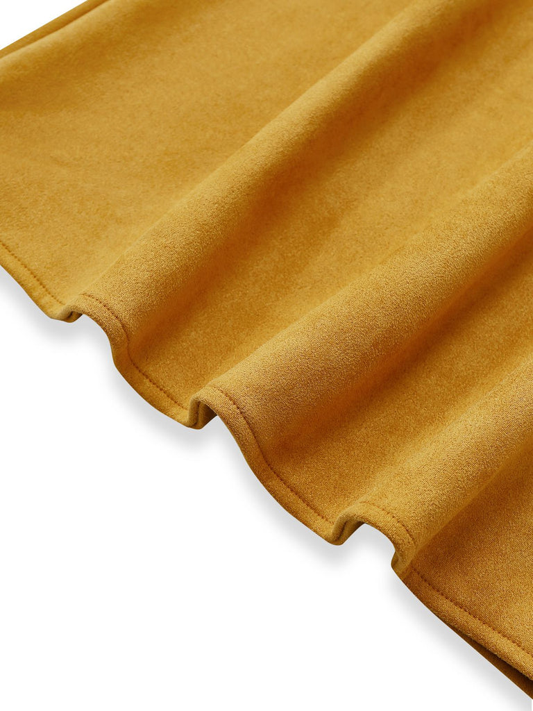 1930s Suede Button-Front Belted Shirt Dress