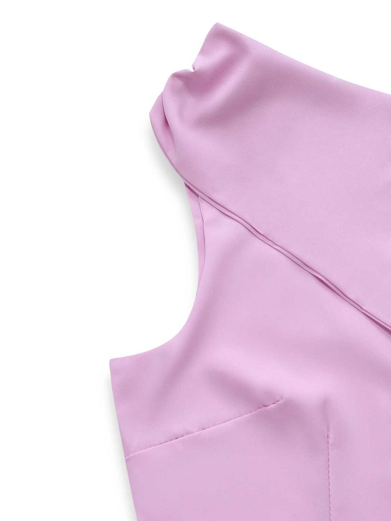 1980s Asymmetric One-Shoulder Draped Midi Dress