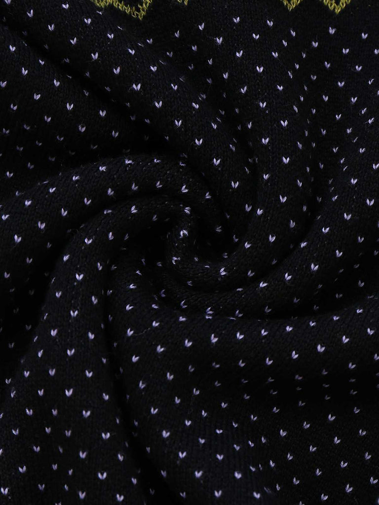 Black 1960s Dots Halloween Ghost Sweater Dress