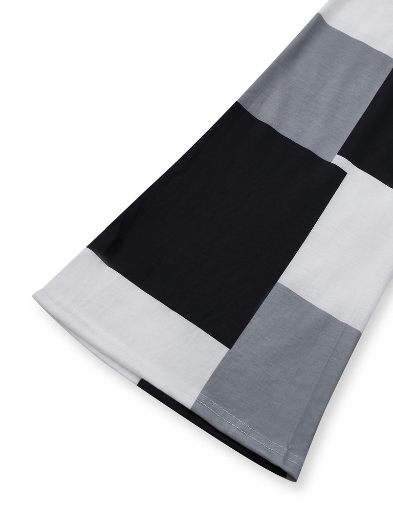 Black & White 1960s Gingham Plaid Strap Jumpsuit