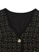 2PCS Black 1970s Tweed Plaids Vest & Shorts