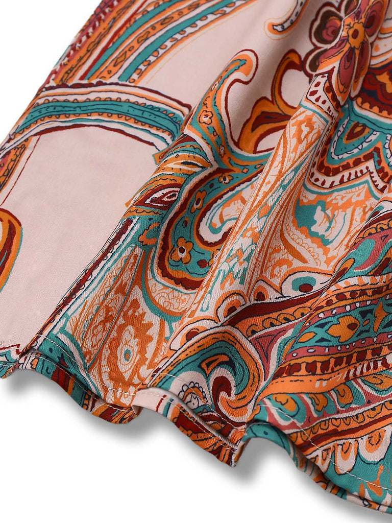 Multicolor 1970s Boho Spaghetti Strap Jumpsuit