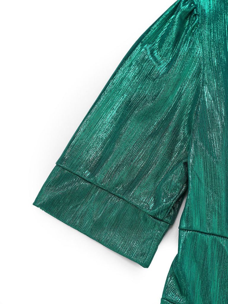1970s Metallic V-Neck Wide-Leg Jumpsuit