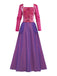Purple 2PCS 1930s Hocus Pocus Lace Floral Top & Skirt