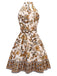 Caramel Colour 1970s Floral Boho Style Dress