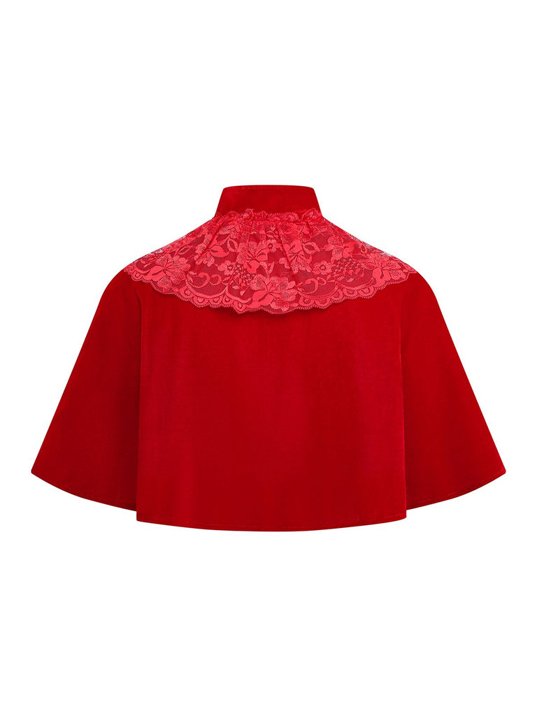 1950s Solid Lace Velvet Patchwork Cape