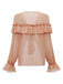 1970s Boho Cascading Ruffles Solid Blouse