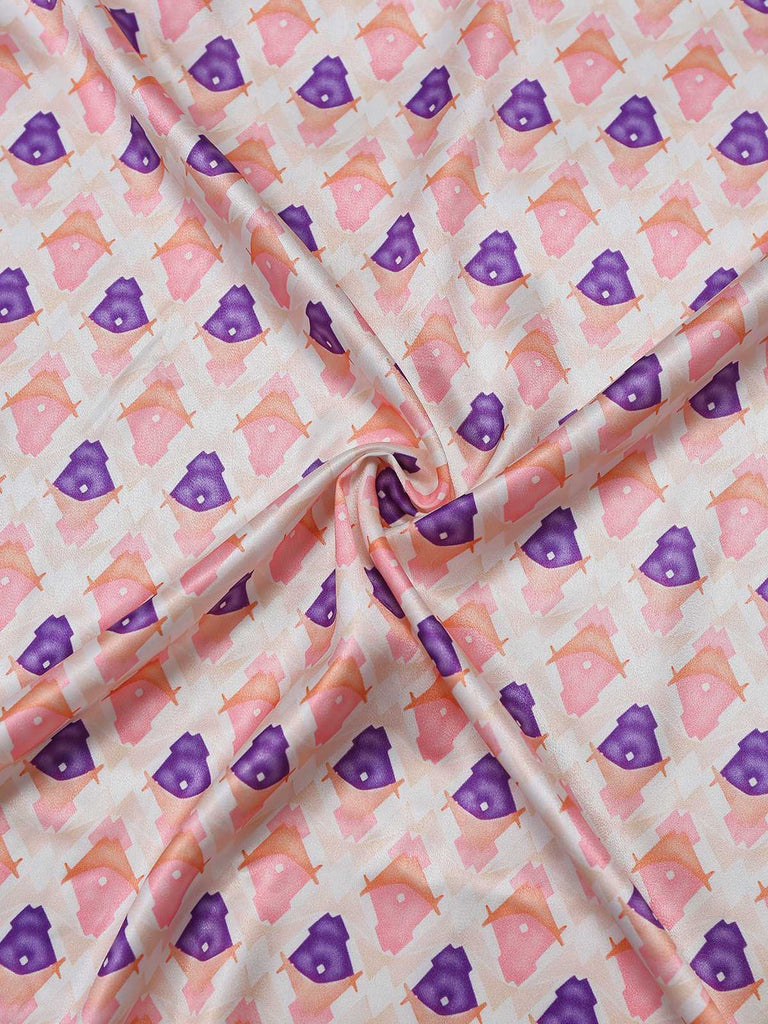 2PCS Pink 1930s Printed Puff Sleeve Belted Blazer & Pants