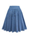 [Pre-Sale] Blue 1940s Denim Polka Dot Bow Pleated Skirt