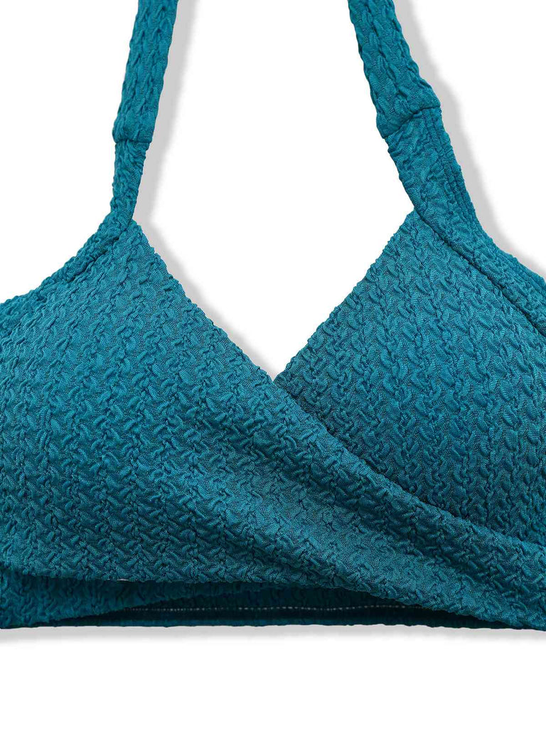 Green 1930s Cut-out Halter Lace-up Bikini Set
