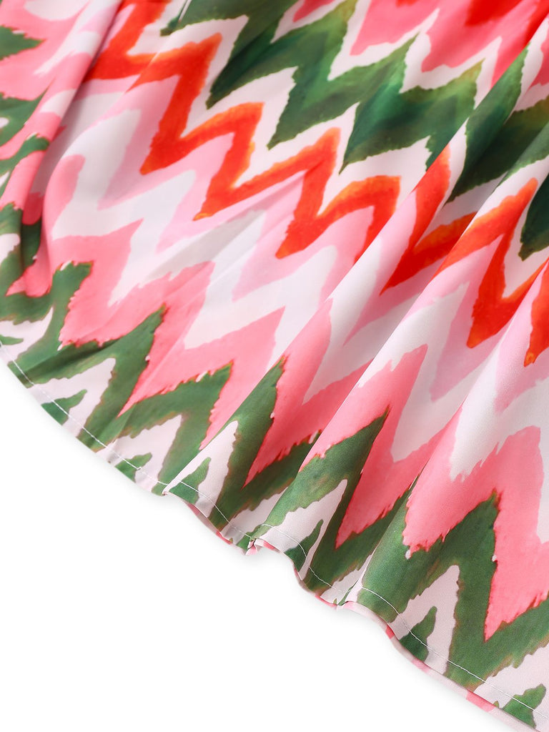 1940s Halter Geometric Print Vacation Dress