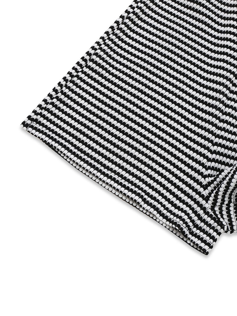 Black & White 1930s Striped Twist Romper