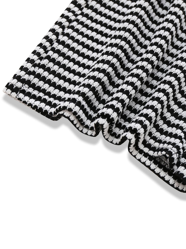 Black & White 1930s Striped Twist Romper