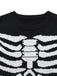 Black 1950s Halloween Skeleton Print Knit Sweater