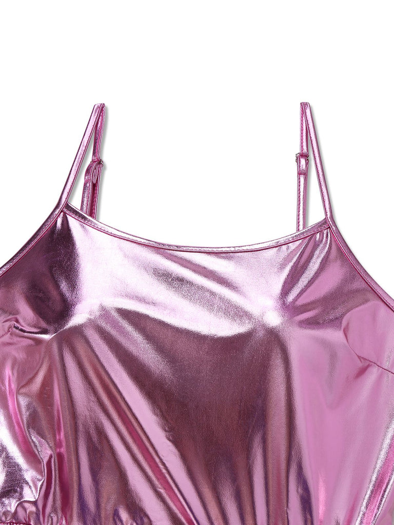 1980s Metallic Spaghetti Strap Party Dress