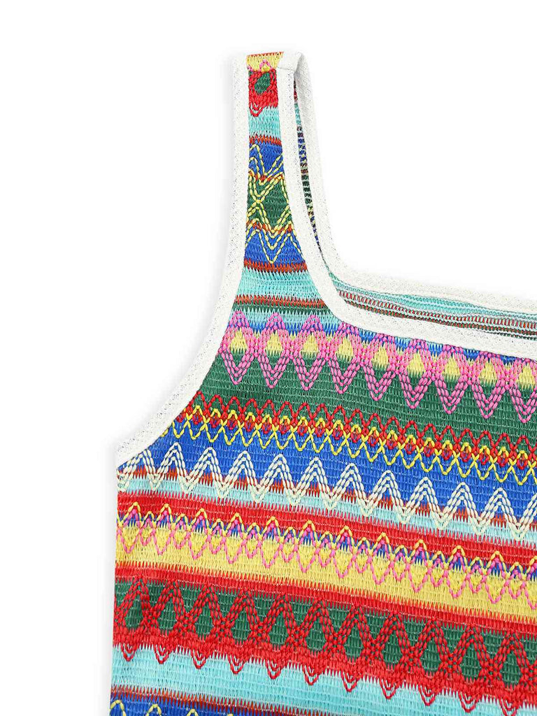 Multicolor 1960s Suspender Side Slit Pencil Dress