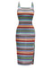 Multicolor 1960s Suspender Side Slit Pencil Dress