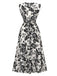 1970s V-Neck Floral Cap Sleeve Midi Dress