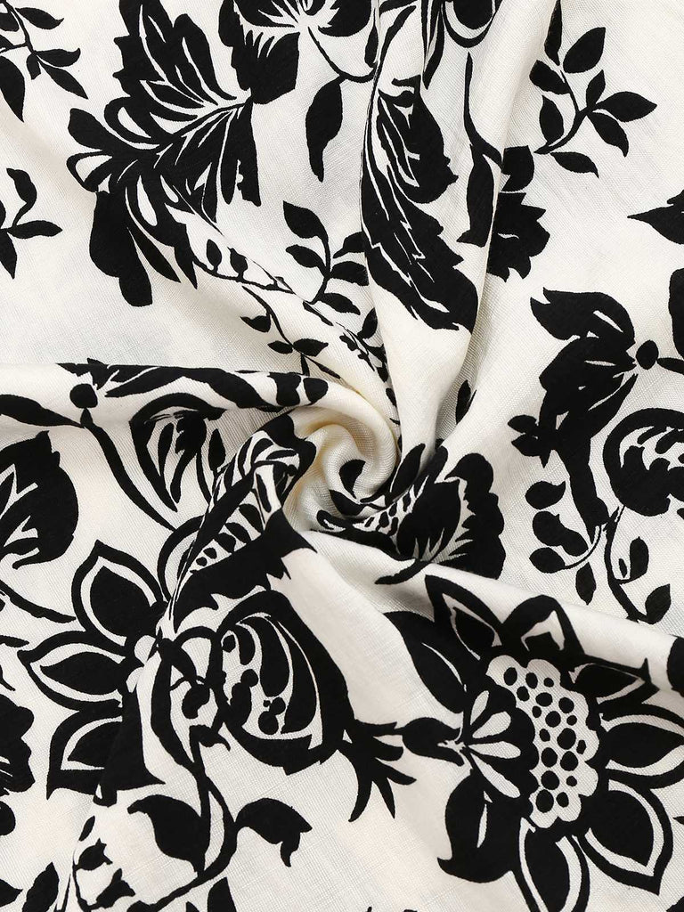 1970s V-Neck Floral Cap Sleeve Midi Dress