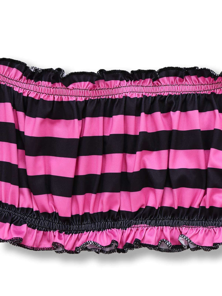 2PCS Pink 1970s Halloween Striped Pirate Costume Set