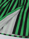 Green 1950s Tie Neck Button Black Stripes Dress