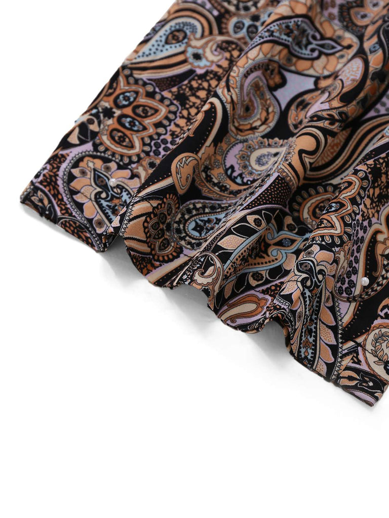 Multicolor 1970s Boho Paisley Spaghetti Strap Jumpsuit