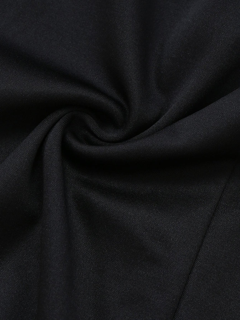 Black 1960s Square Neck Red Bow Tie Dress