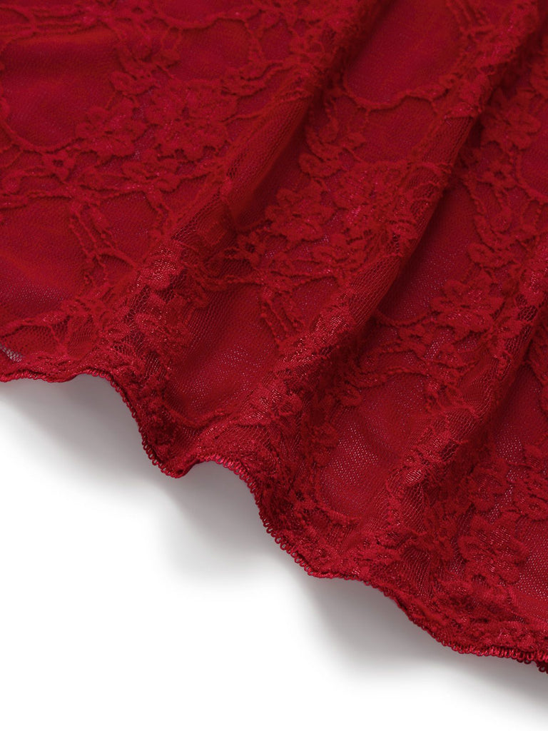 1980s V-Neck Backless Sexy Lace Cami Nightgown