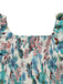 Green 1950s Floral Off-Shoulder Lantern Sleeve Bardot Dress