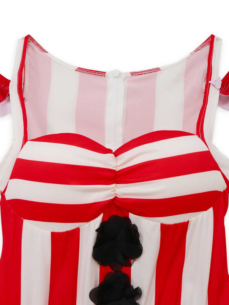 1960s Striped Halloween Evil Clown Slip Dress