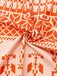 Orange 1940s Floral Print Lace-Up Cut-Out Dress