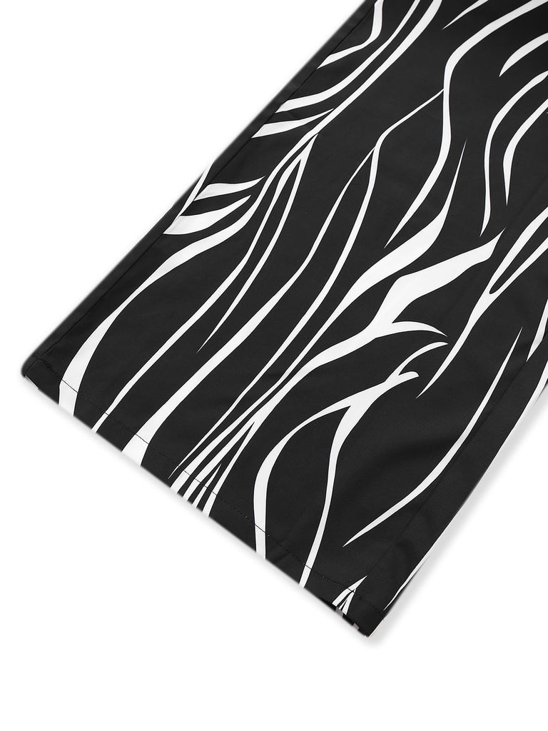 Black & White 1930s Irregular Print Halter Jumpsuit