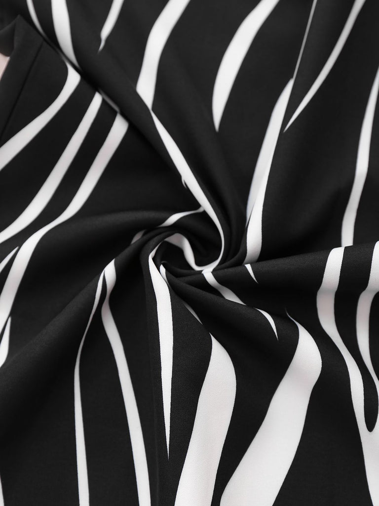 Black & White 1930s Irregular Print Halter Jumpsuit