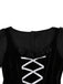 1980s Gothic Cross Velvet 3D Roses Dress With Headband