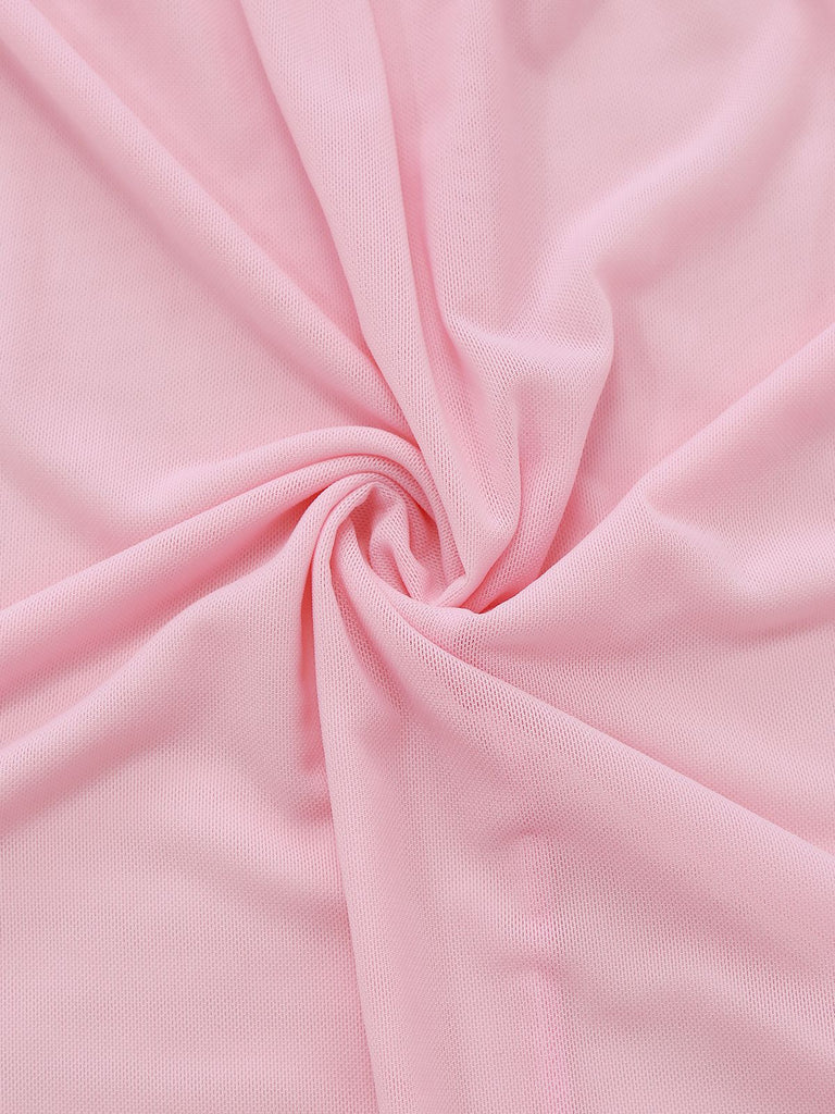 1950s Bow Lace Trim Sheer Mesh Babydoll Nightgown