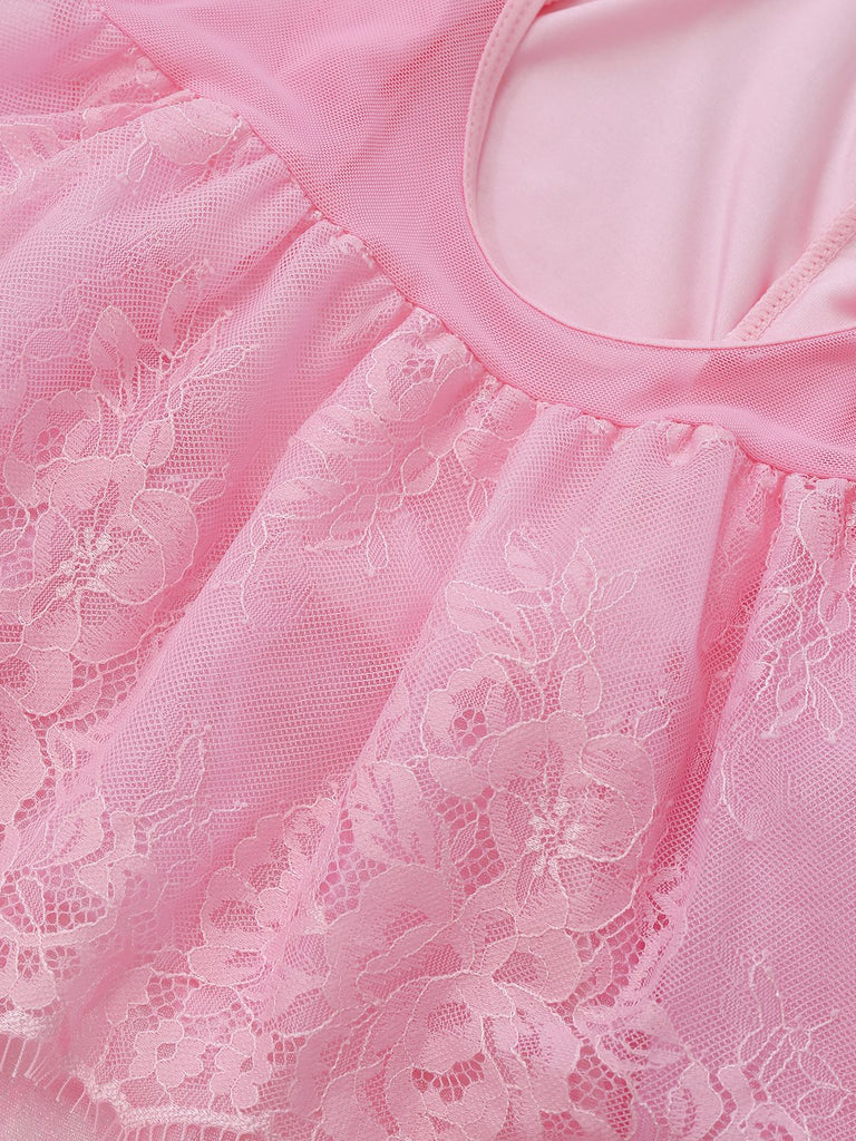 1960s Lace Trimmed Corset Bodysuit Set