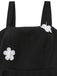 Black 1950s Strap 3D Daisy Solid Dress