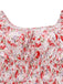 PInk 1950s Floral Puff Sleeve Pleated Dress