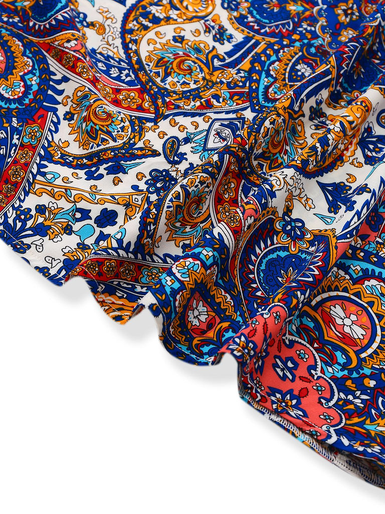 1970s Boho Style Spaghetti Strap Maxi Dress