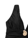 Black 1930s Deep V-Neck Seashell One-Piece Swimsuit