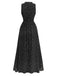 Black 1930s Polka Dots Chiffon Sleeveless Dress