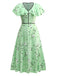 1940s Irregular Dots V-Neck Ruffled Dress
