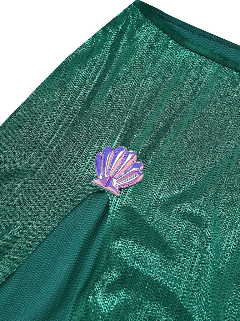 3PCS Purple 1970s Sea Pearl Satin Mermaid Sleepwear Set