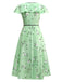 1940s Irregular Dots V-Neck Ruffled Dress