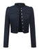 Black 1950s Stand Collar Long Sleeve Jacket