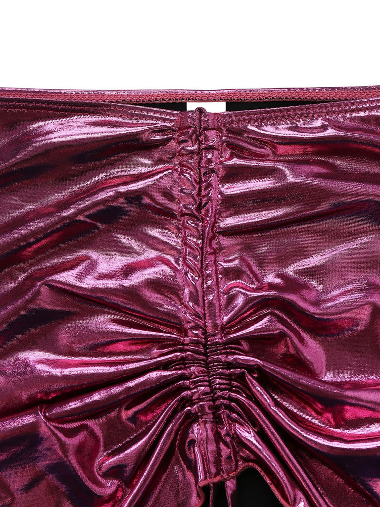 1970s Solid Halter Metallic Bikini Set